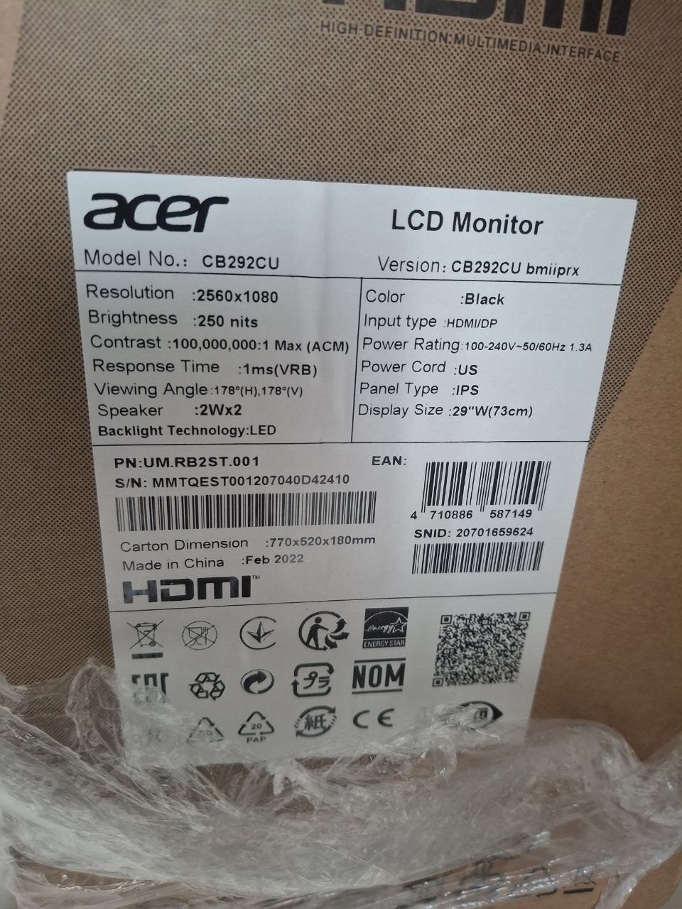 Монитор Acer 29 дюймов — 2