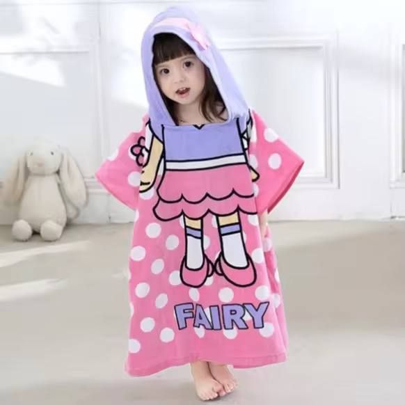 Детская накидка-полотенце Fairy с капюшоном, розовая — 2